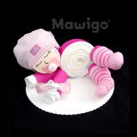 Mawigo Windelgeschenk Windelbaby pink rosa Streifensocken