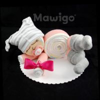 Mawigo Windelgeschenk Windelbaby rosa grau gestreift