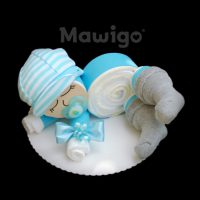 Mawigo Windeltorte Windelbaby hellblau Schildmütze