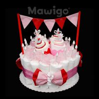 Mawigo Windeltorte Windelkuchen rot Muffin Wimpelkette
