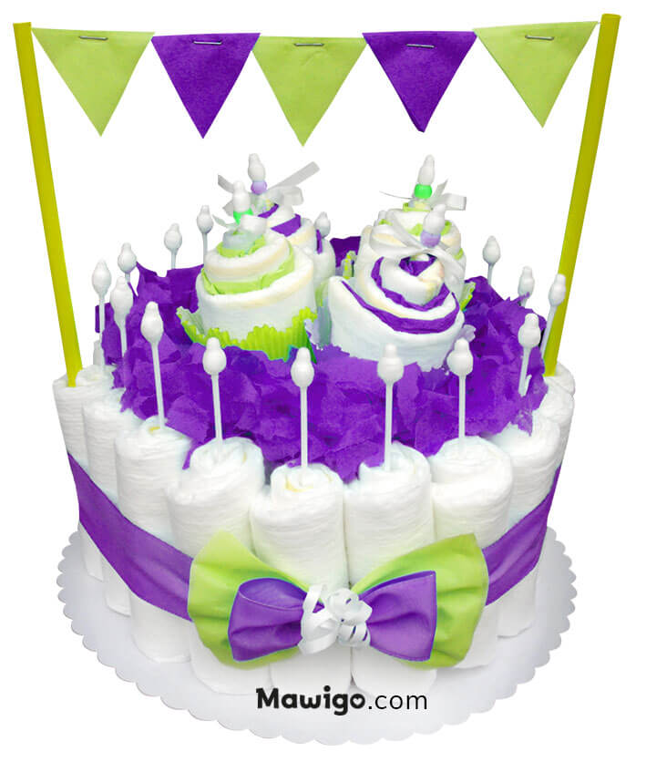 Mawigo Windelkuchen mit Muffins und Wimpelkette Hauptmotiv Mawigo Windeltorte Windelkuchen Muffin Wimpelkette