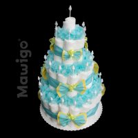 Mawigo Windelgeschenk klassische Windeltorte blau gelb