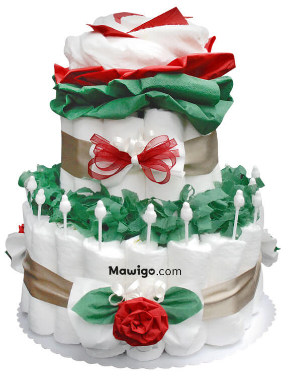 Mawigo Windelrosentorte rot grün Hauptmotiv Mawigo Windelgeschenk Windelrosentorte Hauptmotiv