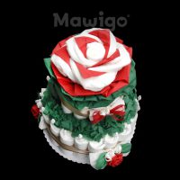 Mawigo Windelgeschenk Windelrosentorte rot grün oben