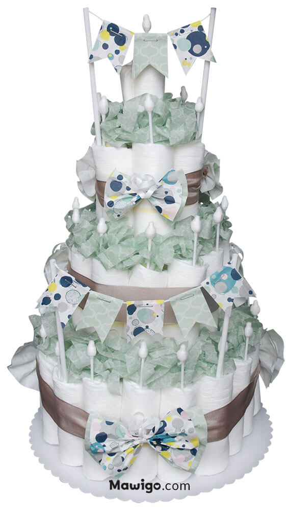 Mawigo Windeltorte mit Wimpelkette Hauptmotiv Mawigo Windelgeschenk Windeltorte mit Wimpelkette Hauptmotiv