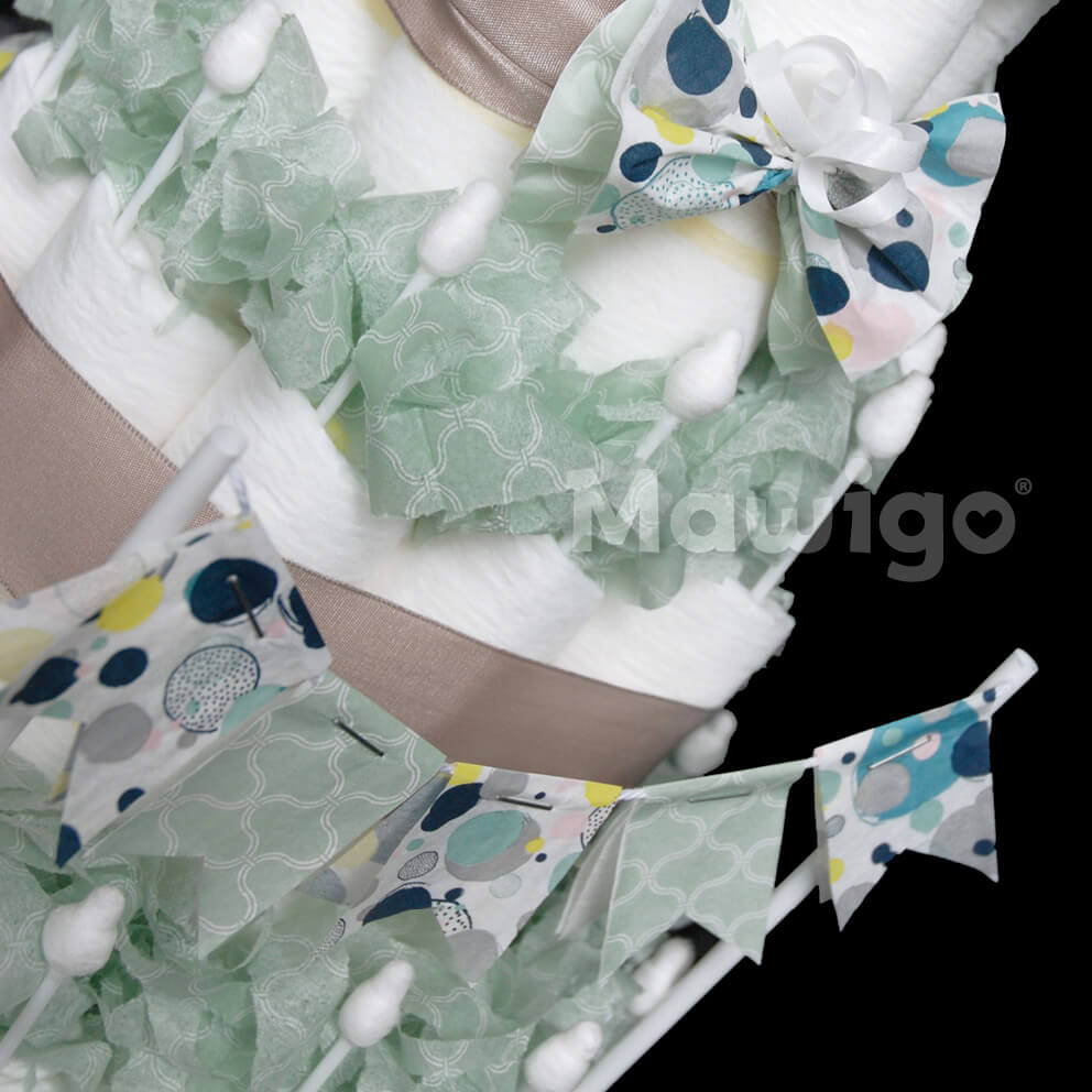 Mawigo Windeltorte mit Wimpelkette Detail Mawigo Windelgeschenk Windeltorte mit Wimpelkette Detail