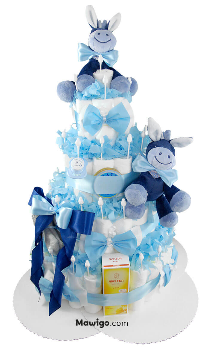 Mawigo Windeltorte XXL blau Hauptmotiv Mawigo Windelgeschenk Windeltorte XXL blau Hauptmotiv