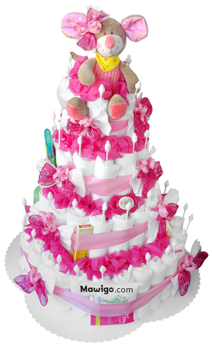 Mawigo Windeltorte XXL pink Hauptmotiv Mawigo Windelgeschenk Windeltorte XXL pink Hauptmotiv
