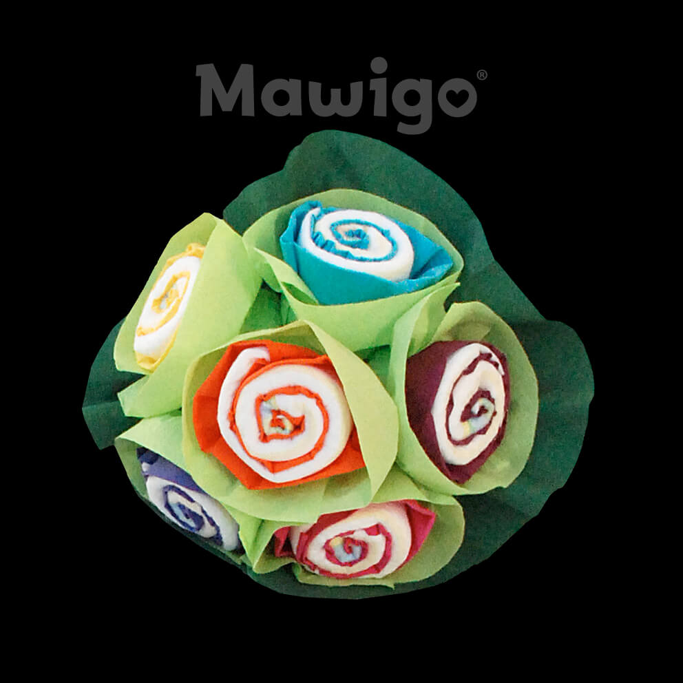 Mawigo Windelblumenstrauß bunt Mawigo Windeltorte Windelblumenstrauß neutral bunt