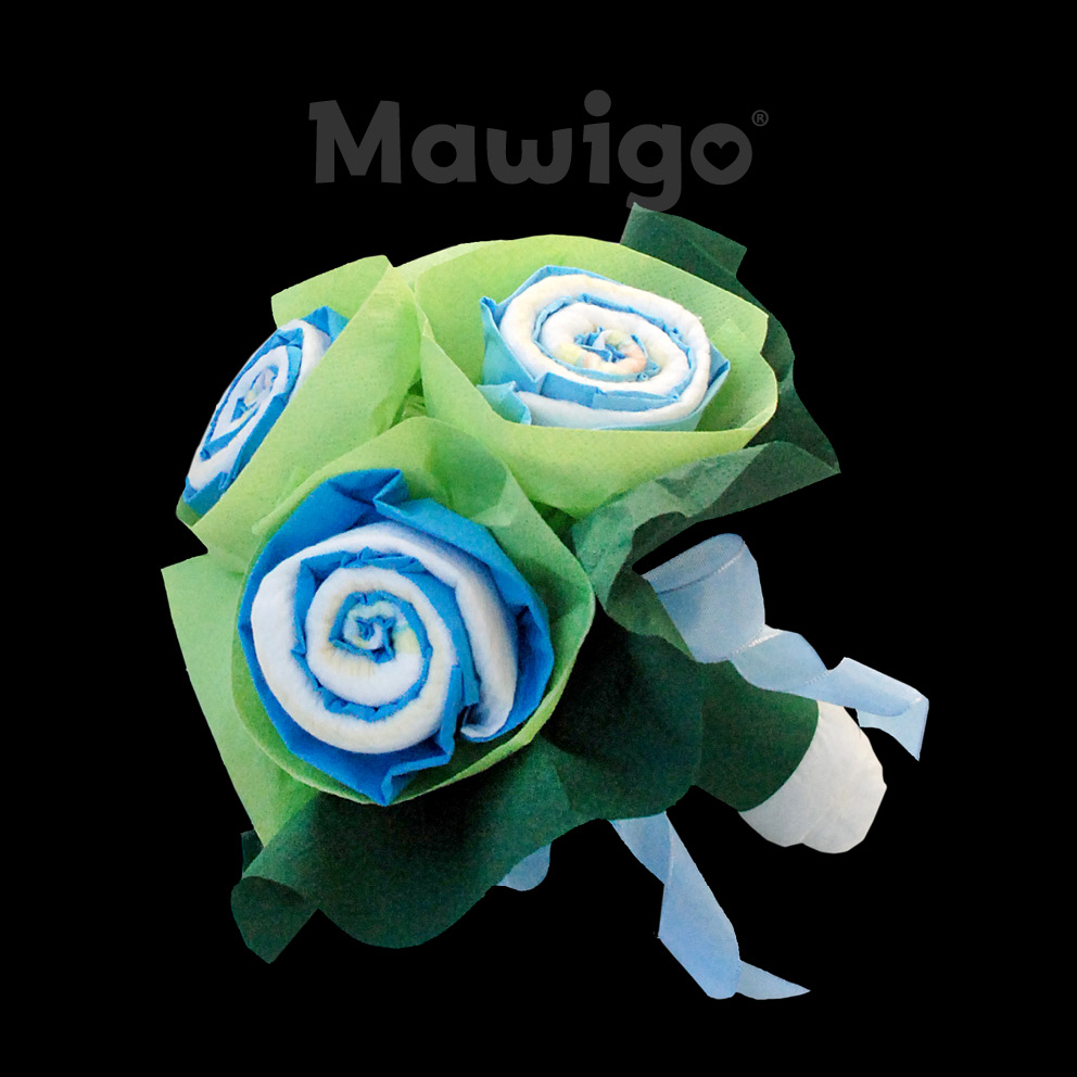 Mawigo Windelblumenstrauß blau Mawigo Windeltorte Windelblumenstrauß für Jungen
