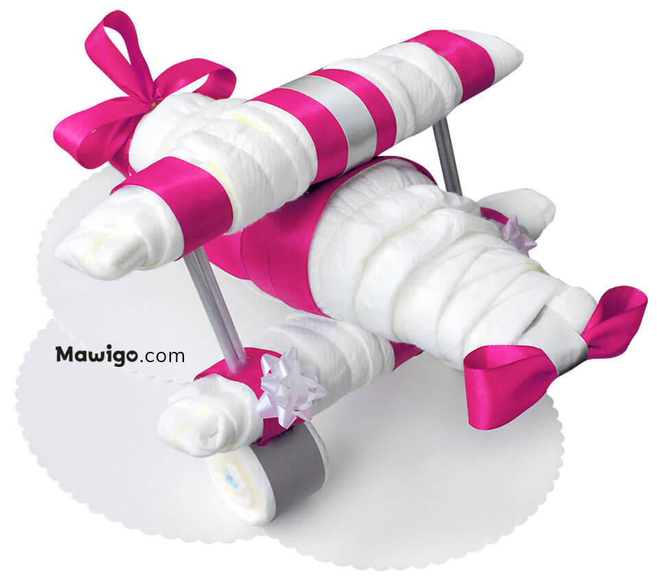 Mawigo Windelflugzeug groß pink Hauptmotiv Mawigo Windeltorte Windelflugzeug groß pink Hauptmotiv