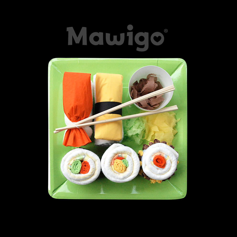 Mawigo Windelsushi oben grün Mawigo Windeltorte Windelsushi oben grün