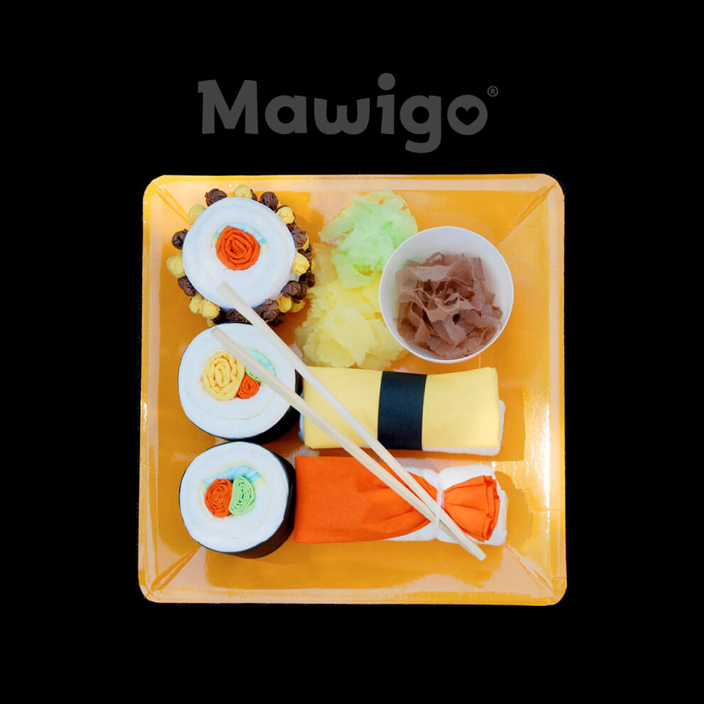 Mawigo Windelsushi oben orange Mawigo Windeltorte Windelsushi oben orange